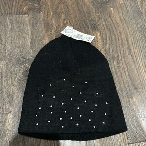 NWT Boutique Black Beanie with Rhinestone Accents- Size 2/3 Toddler